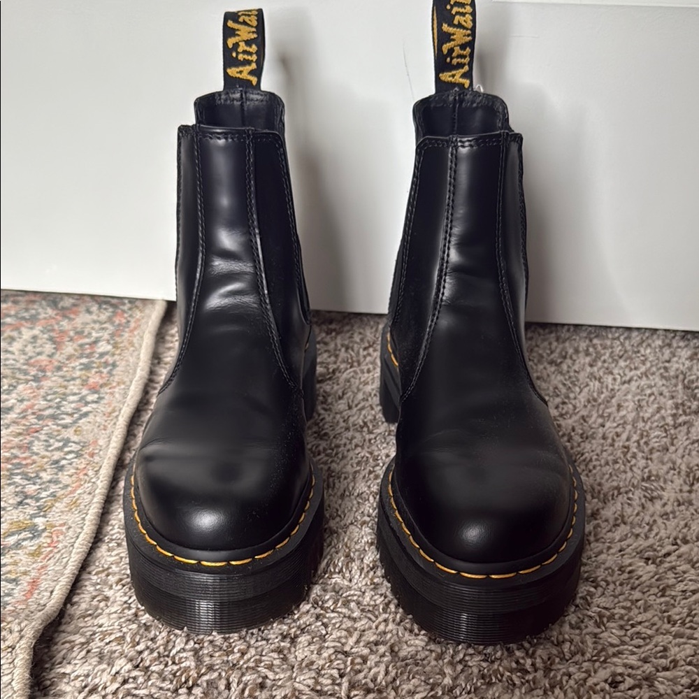 Dr. Martens Black Chelsea Boots with Yellow Stitching